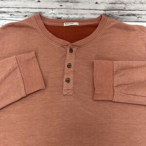 Marine Layer Shirt Men's Large Orange Double Knit Henley Long Sleeve Top